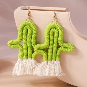 Green Cactus Earrings